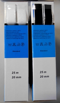 Klittenband Plakbaar 20 mm/25 m verpakt in doos,Haak & Lus,Zwart